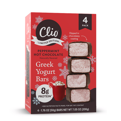 Refrigerated Greek Yogurt Bars - Full Size 4 Pack - Peppermint Hot Chocolate